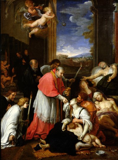 St. Charles Borromeo Administering the Sacrament to Plague Victims in Milan in 1576 by Pierre Mignard